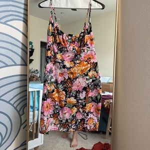 Black mini floral spaghetti strap dress